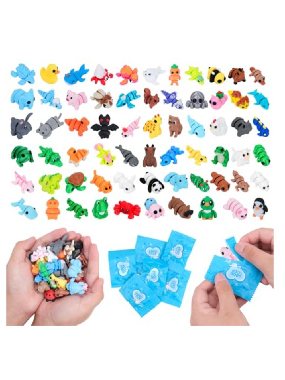 50 Pcs 3D Printed Articulated Animal Fidget Toys Mystery Pack Party Favors Desk